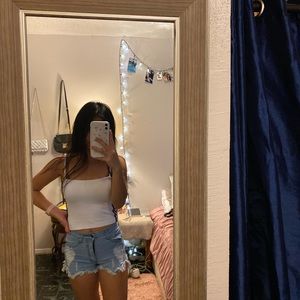 distressed highwaisted shorts